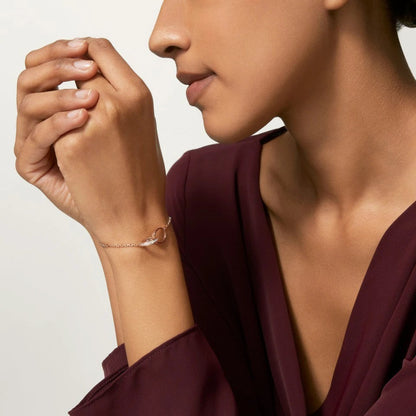 [Love's Uplift]LOVE DOUBLE RING HALF DIAMOND BRACELET