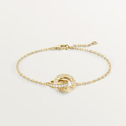 [Love's Uplift]LOVE DOUBLE RING FULL DIAMOND BRACELET