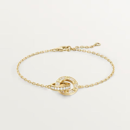 [Love's Uplift]LOVE DOUBLE RING FULL DIAMOND BRACELET