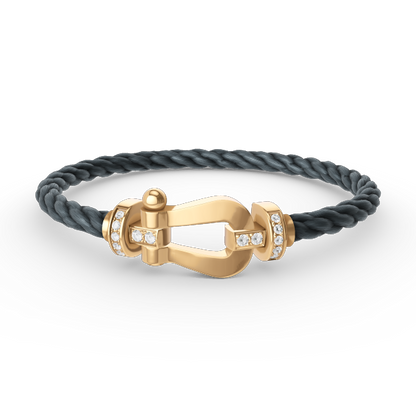 [Love's Uplift]FORCE LARGE HORSESHOE HALF DIAMOND BRACELET GOLD