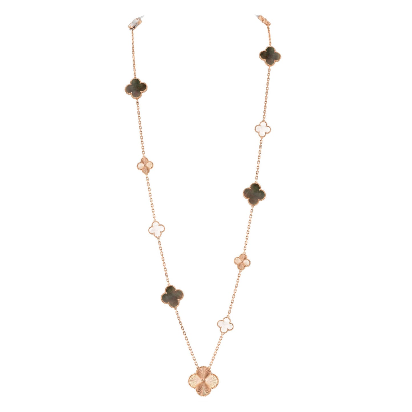[Love's Uplift]DETACHABLE CLOVER 15(11+4) FLOWER ROSE GOLD NECKLACE SET
