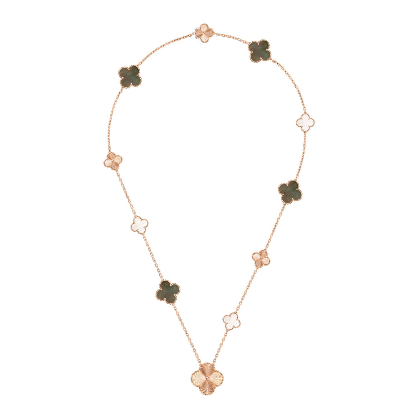 [Love's Uplift]DETACHABLE CLOVER 15(11+4) FLOWER ROSE GOLD NECKLACE SET