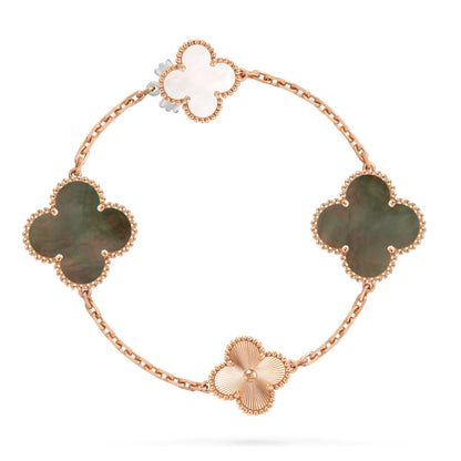 [Love's Uplift]DETACHABLE CLOVER 15(11+4) FLOWER ROSE GOLD NECKLACE SET
