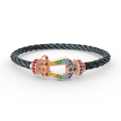 [Love's Uplift]FORCE LARGE HORSESHOE  COLORED DIAMOND BRACELET ROSE GOLD