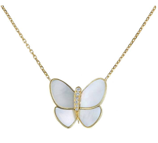 [Love's Uplift]BUTTERFLY GOLD MOP DIAMOND NECKLACE