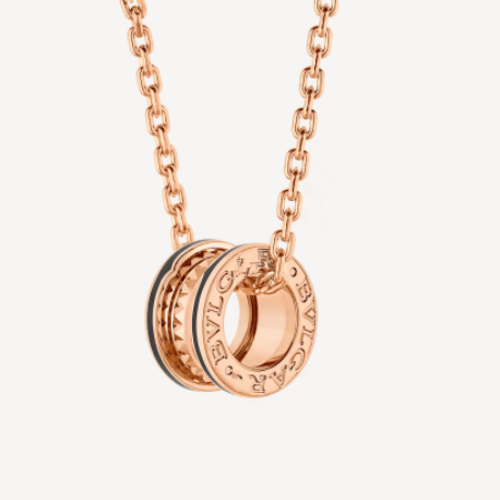 [Love's Uplift]ZERO 1 ROCK PEDANT PINK GOLD BLACK NECKLACE
