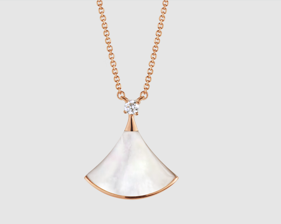 [Love's Uplift]DREAM NECKLACE WHITE MOP PINK GOLD 1 DIAMOND
