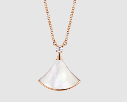 [Love's Uplift]DREAM NECKLACE WHITE MOP PINK GOLD 1 DIAMOND