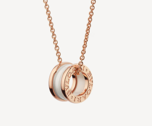 [Love's Uplift]ZERO 1 WHITE CERAMIC PINK GOLD NECKLACE