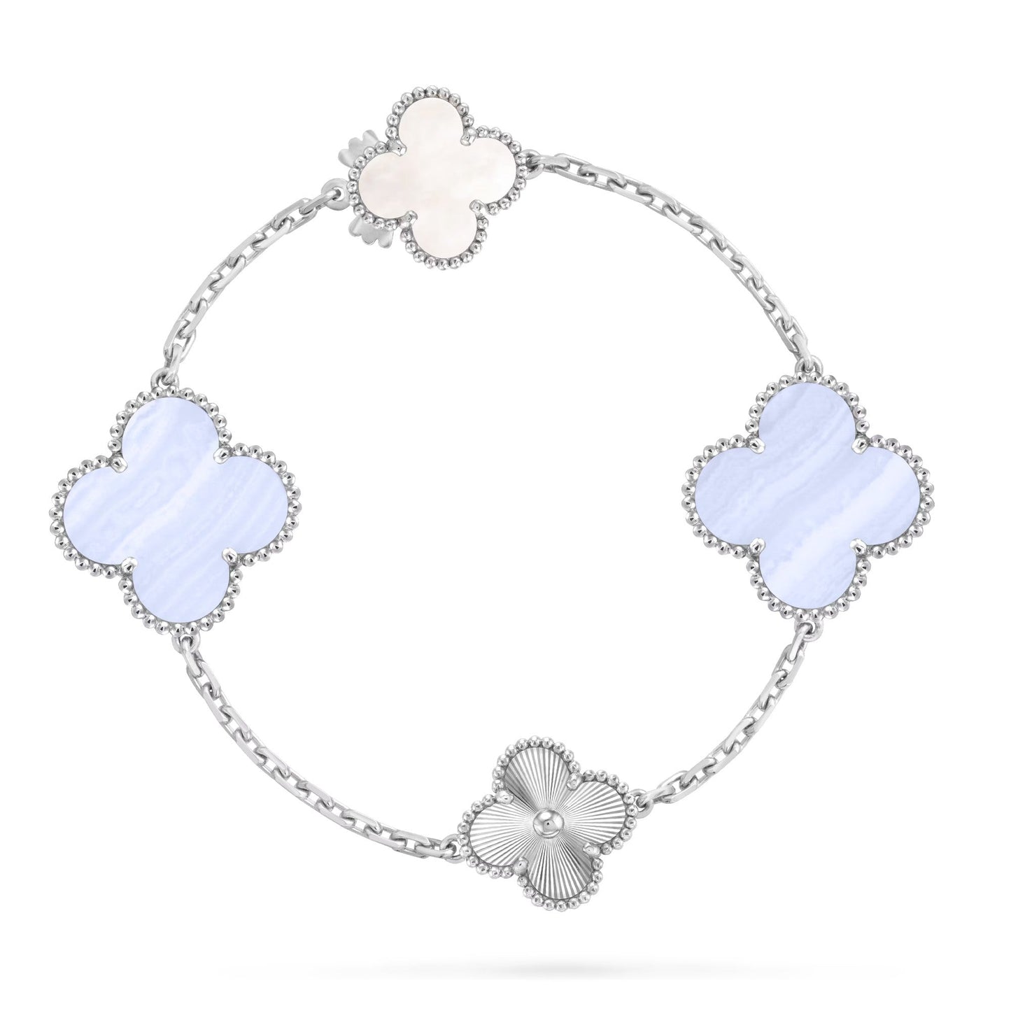 [Love's Uplift]DETACHABLE CLOVER 15(11+4) FLOWER SILVER NECKLACE SET