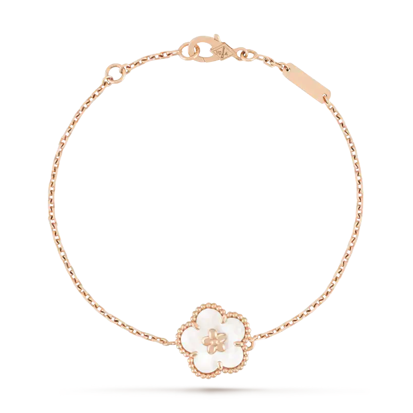 [Love's Uplift]LUCKY WHITE MOP PLUM BLOSSOM  BRACELET