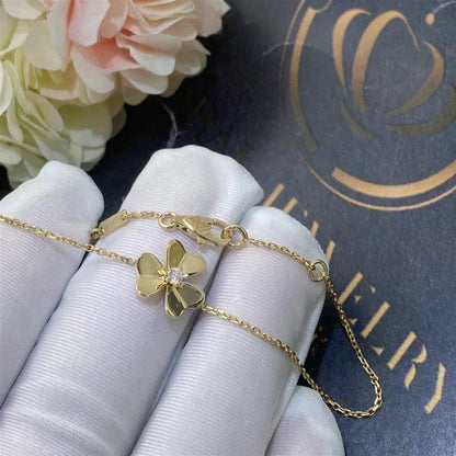 [Love's Uplift]FRIVOLE GOLD FLOWER PINK MALACHITE BRACELET
