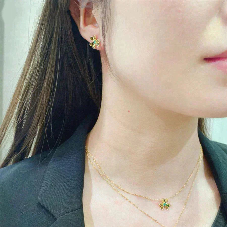 [Love's Uplift]FRIVOLE  FLOWER MALACHITE EARRINGS