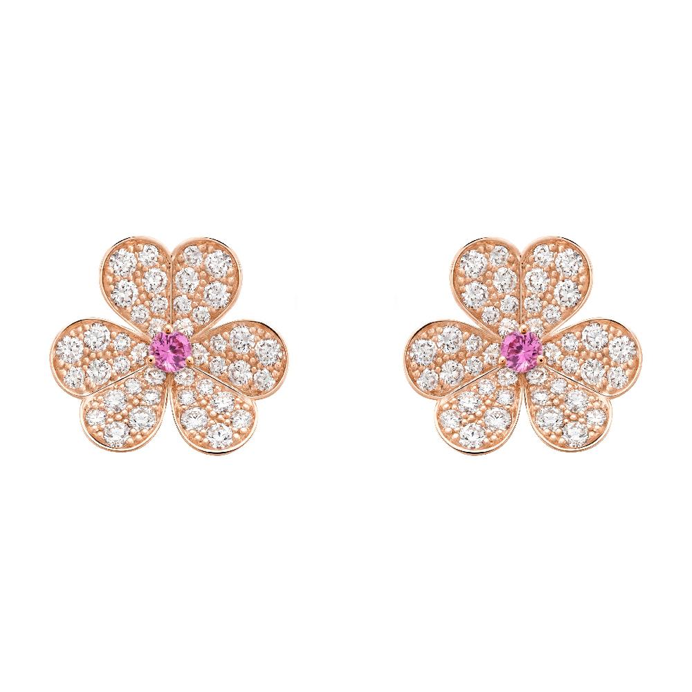 [Love's Uplift]FRIVOLE PINK GOLD FLOWER DIAMOND EARRINGS