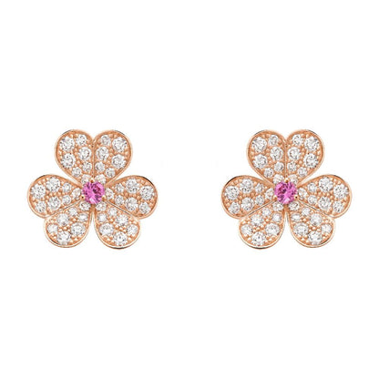 [Love's Uplift]FRIVOLE PINK GOLD FLOWER DIAMOND EARRINGS