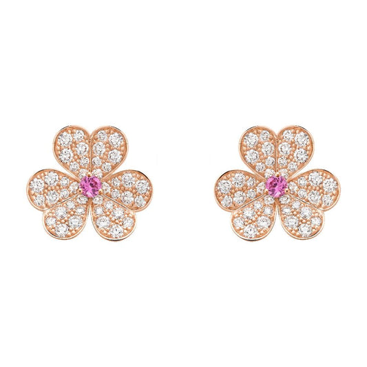 [Love's Uplift]FRIVOLE PINK GOLD FLOWER DIAMOND EARRINGS