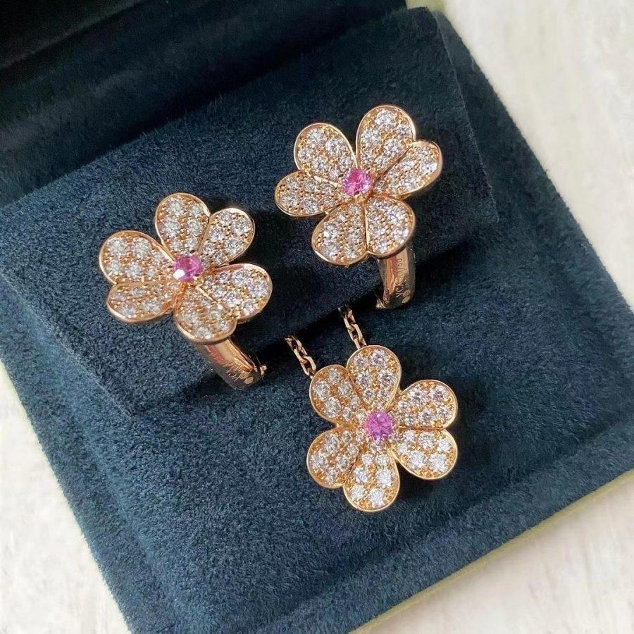 [Love's Uplift]FRIVOLE ROSE GOLD FLOWER DIAMOND NECKLACE