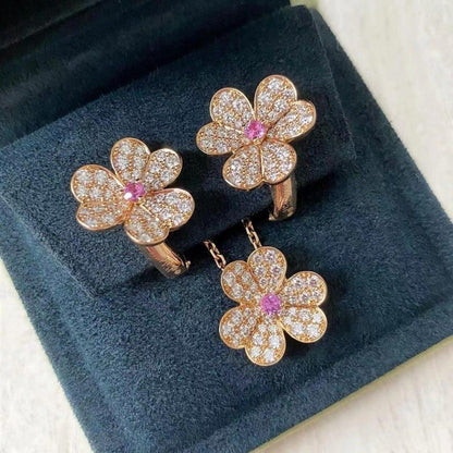 [Love's Uplift]FRIVOLE ROSE GOLD FLOWER DIAMOND NECKLACE
