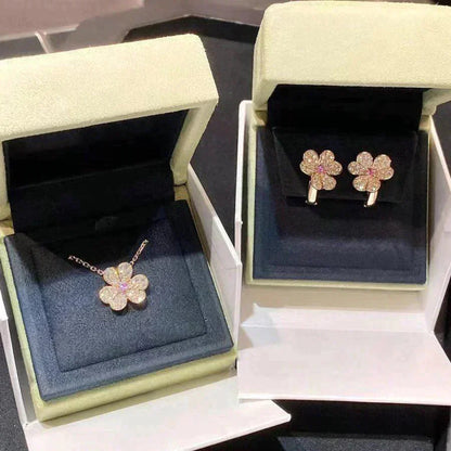 [Love's Uplift]FRIVOLE ROSE GOLD FLOWER DIAMOND NECKLACE