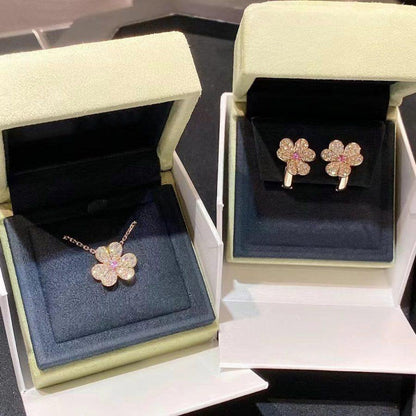 [Love's Uplift]FRIVOLE ROSE GOLD FLOWER DIAMOND NECKLACE