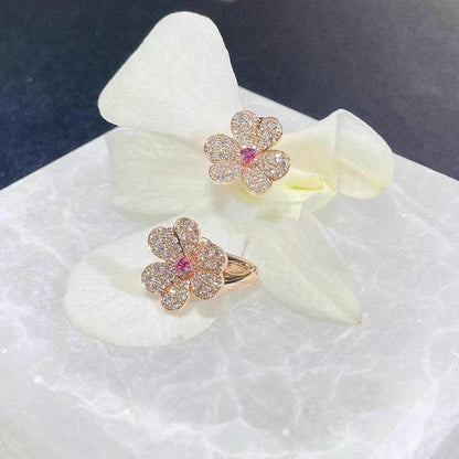 [Love's Uplift]FRIVOLE PINK GOLD FLOWER DIAMOND EARRINGS