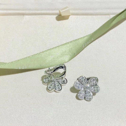 [Love's Uplift]FRIVOLE SILVER FLOWER DIAMOND EARRINGS