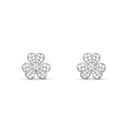 [Love's Uplift]FRIVOLE SILVER FLOWER DIAMOND EARRINGS