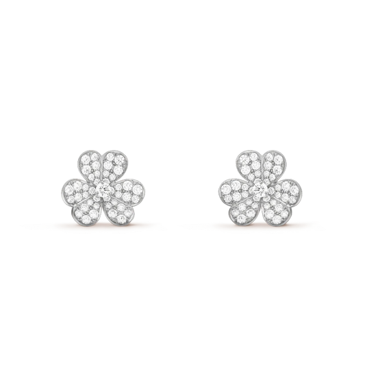 [Love's Uplift]FRIVOLE SILVER FLOWER DIAMOND EARRINGS