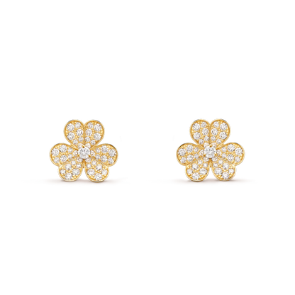 [Love's Uplift]FRIVOLE GOLD FLOWER DIAMOND EARRINGS