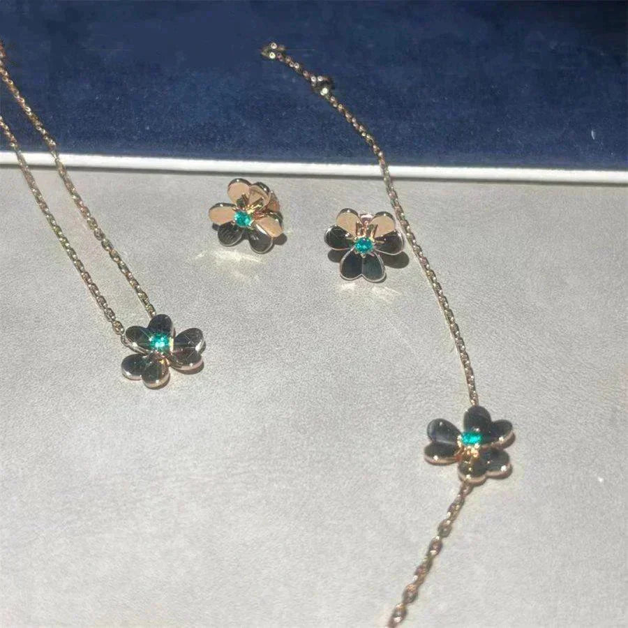 [Love's Uplift]FRIVOLE  FLOWER MALACHITE EARRINGS