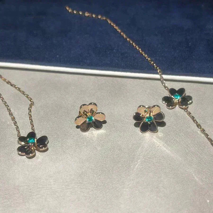 [Love's Uplift]FRIVOLE  FLOWER MALACHITE EARRINGS