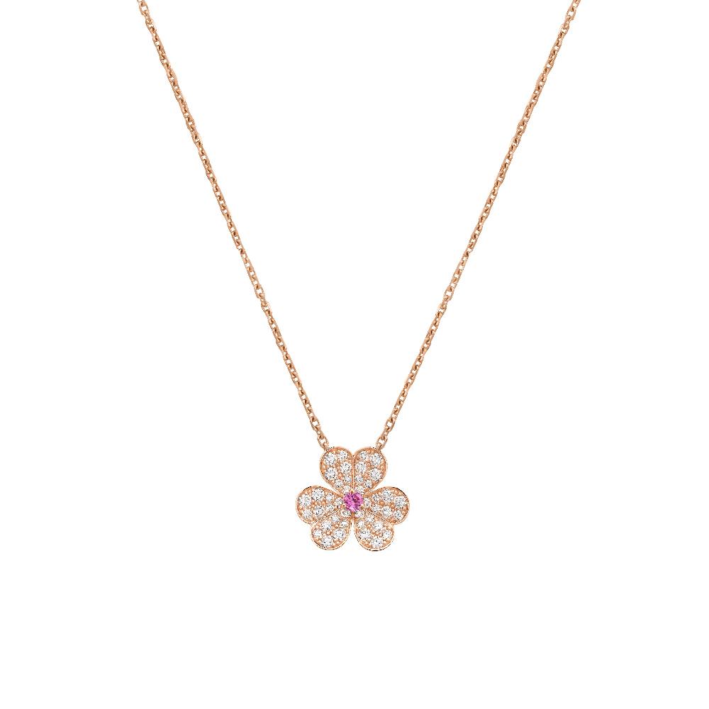 [Love's Uplift]FRIVOLE ROSE GOLD FLOWER DIAMOND NECKLACE
