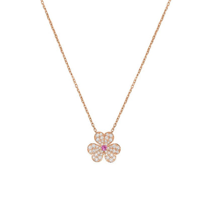 [Love's Uplift]FRIVOLE ROSE GOLD FLOWER DIAMOND NECKLACE