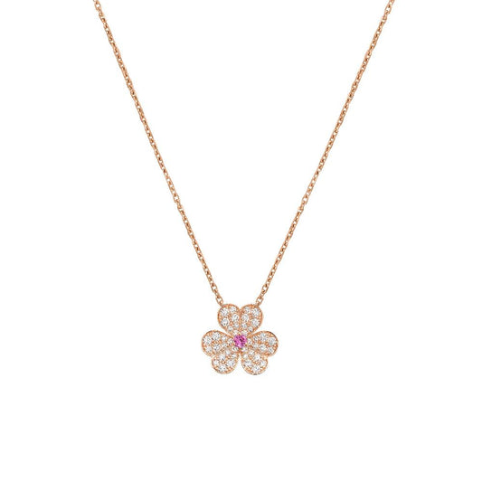 [Love's Uplift]FRIVOLE ROSE GOLD FLOWER DIAMOND NECKLACE