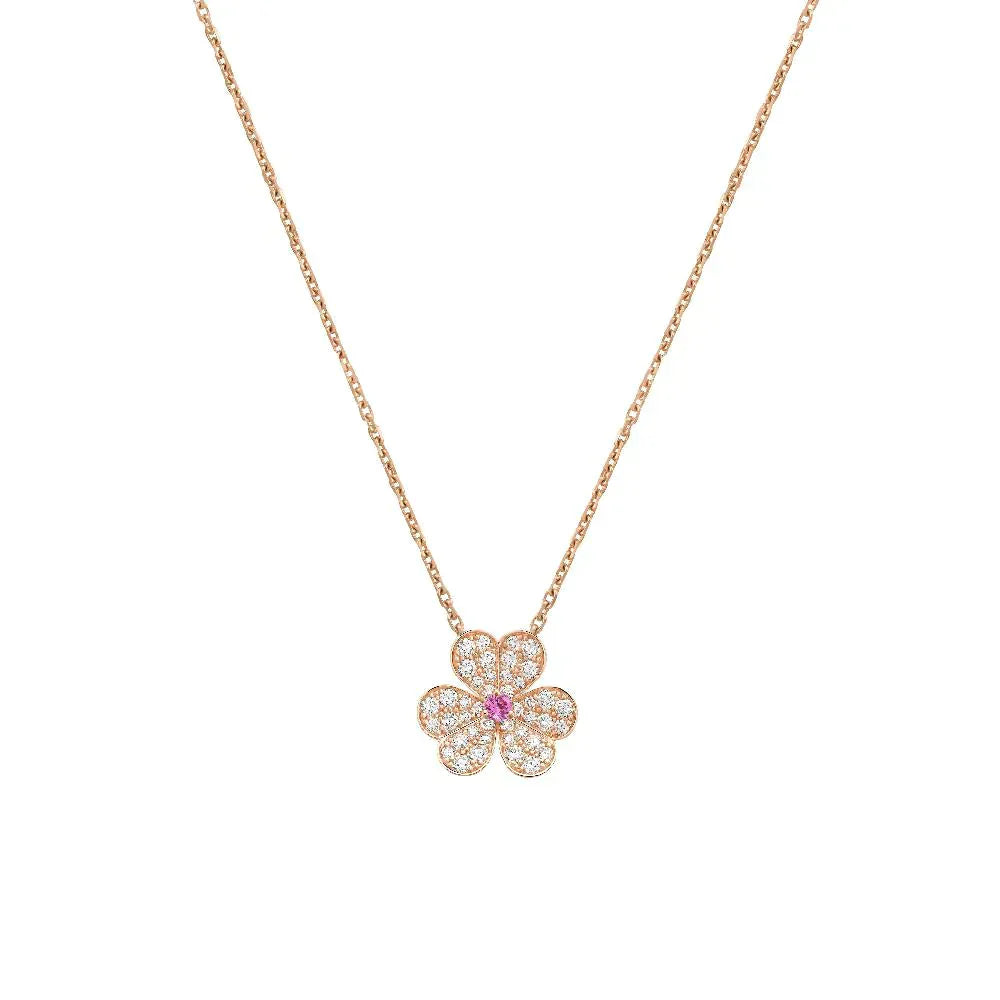 [Love's Uplift]FRIVOLE ROSE GOLD FLOWER DIAMOND NECKLACE