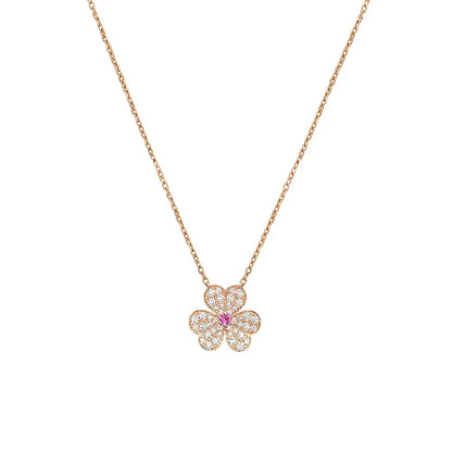 [Love's Uplift]FRIVOLE ROSE GOLD FLOWER DIAMOND NECKLACE