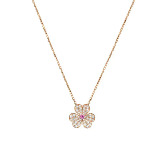 [Love's Uplift]FRIVOLE ROSE GOLD FLOWER DIAMOND NECKLACE