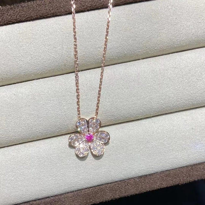 [Love's Uplift]FRIVOLE ROSE GOLD FLOWER DIAMOND NECKLACE