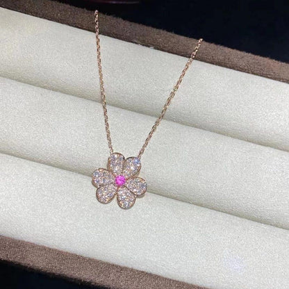 [Love's Uplift]FRIVOLE ROSE GOLD FLOWER DIAMOND NECKLACE