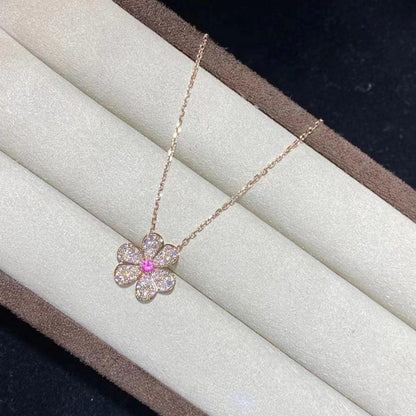 [Love's Uplift]FRIVOLE ROSE GOLD FLOWER DIAMOND NECKLACE