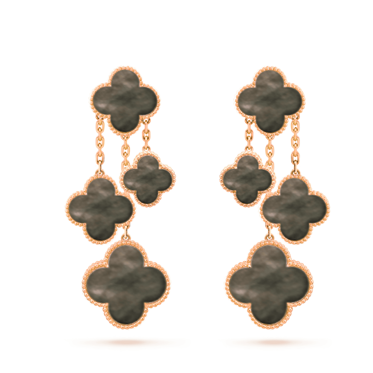 [Love's Uplift]CLOVER EARRINGS DARK MOP 4 MOTIFS ROSE GOLD