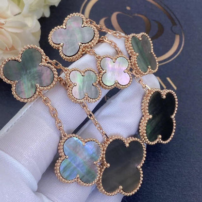 [Love's Uplift]CLOVER EARRINGS DARK MOP 4 MOTIFS ROSE GOLD