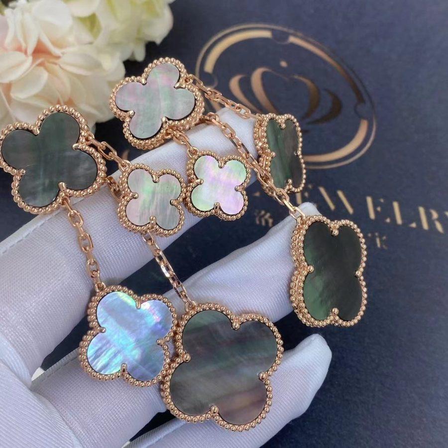 [Love's Uplift]CLOVER EARRINGS DARK MOP 4 MOTIFS ROSE GOLD