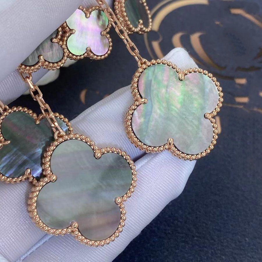 [Love's Uplift]CLOVER EARRINGS DARK MOP 4 MOTIFS ROSE GOLD