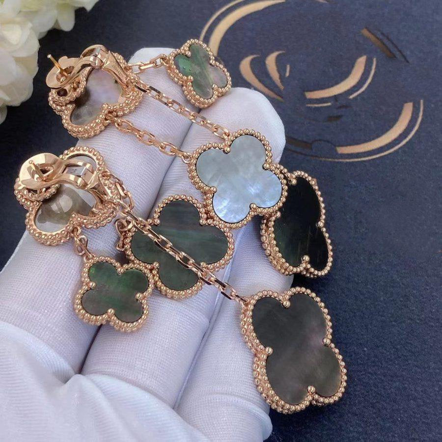 [Love's Uplift]CLOVER EARRINGS DARK MOP 4 MOTIFS ROSE GOLD