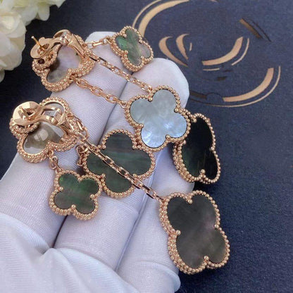 [Love's Uplift]CLOVER EARRINGS DARK MOP 4 MOTIFS ROSE GOLD