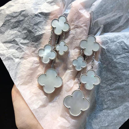 [Love's Uplift]CLOVER EARRINGS WHITE MOP 4 MOTIFS SILVER