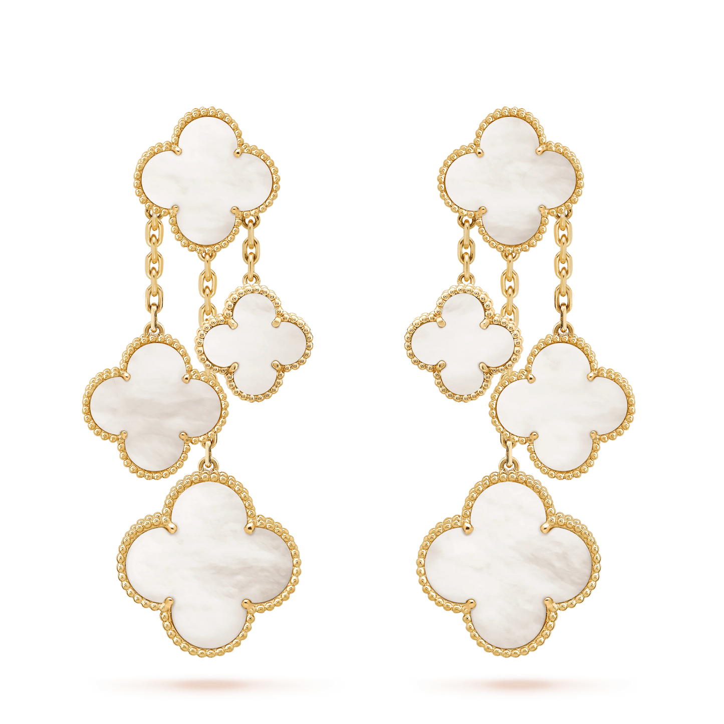 [Love's Uplift]CLOVER EARRINGS WHITE MOP 4 MOTIFS GOLD