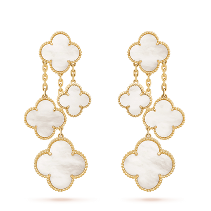 [Love's Uplift]CLOVER EARRINGS WHITE MOP 4 MOTIFS GOLD