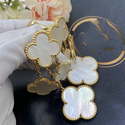 [Love's Uplift]CLOVER EARRINGS WHITE MOP 4 MOTIFS GOLD